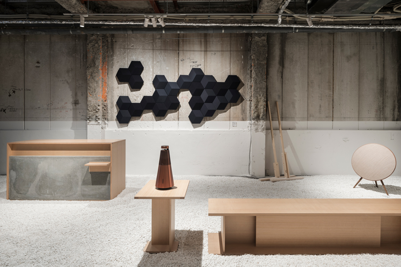 yusuke seki recycles used timber to create the bang & olufsen pop-up store in kyoto designboom