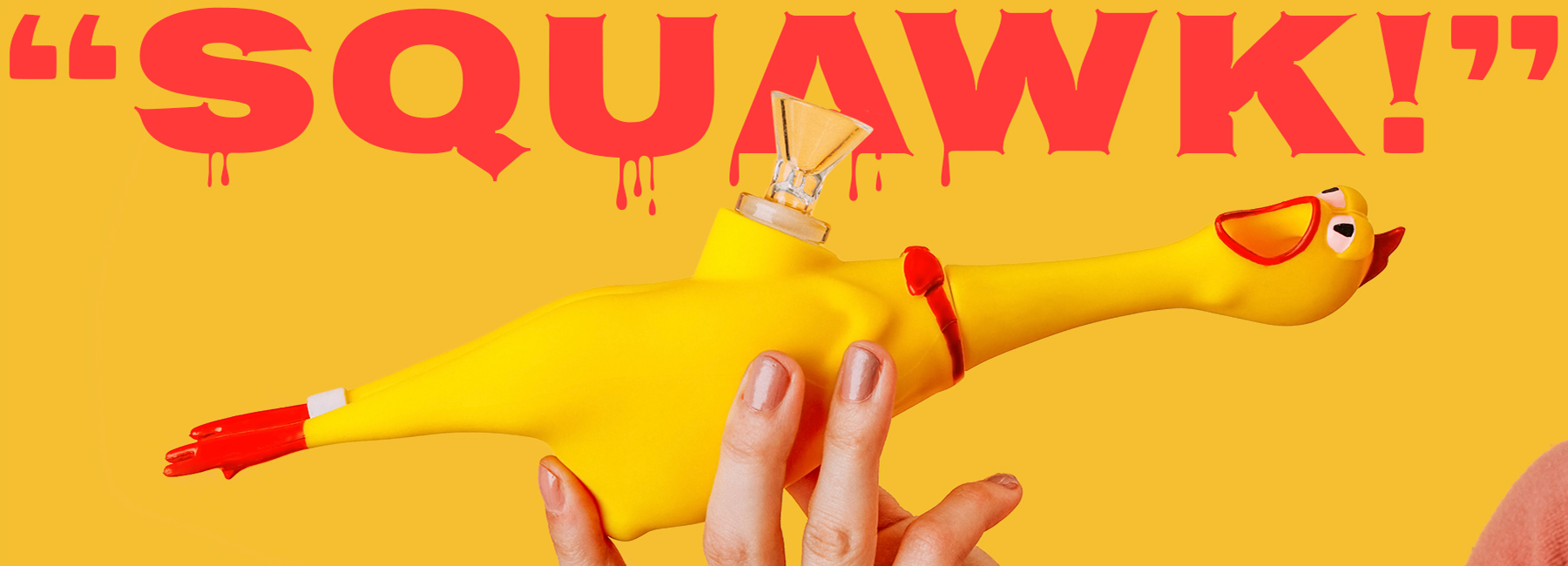 puff the rubber chicken bong by studio MSCHF squeaks when you smoke it