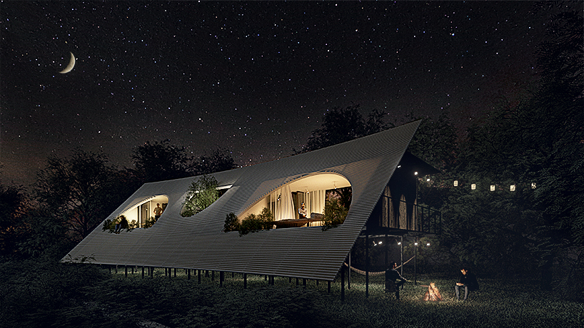 LMTLS' treehouse proposal frames views of a castle in france designboom