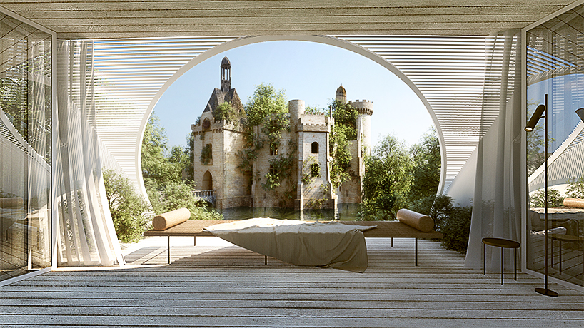 LMTLS' treehouse proposal frames views of a castle in france designboom