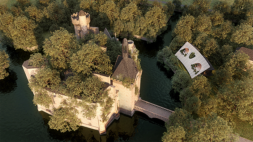 LMTLS' treehouse proposal frames views of a castle in france designboom