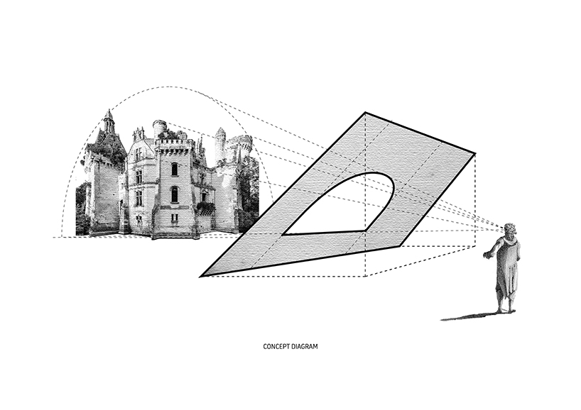 LMTLS' treehouse proposal frames views of a castle in france designboom