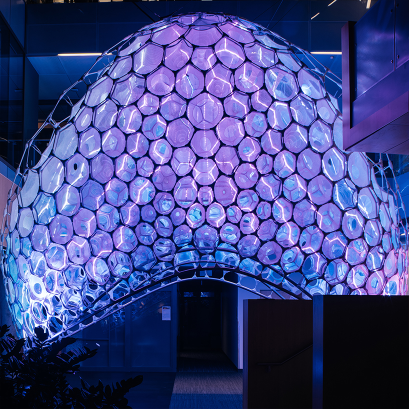 ada by jenny sabin is an installation that translates people's expressions into light and color designboom