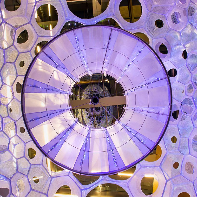 ada by jenny sabin is an installation that translates people's expressions into light and color designboom
