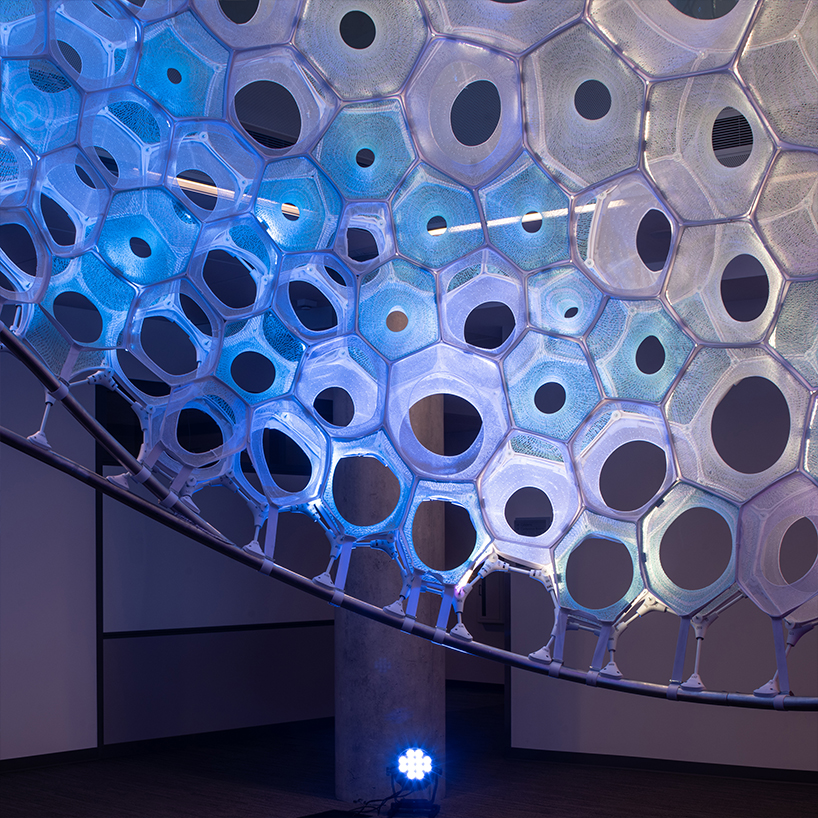 ada by jenny sabin is an installation that translates people's expressions into light and color designboom