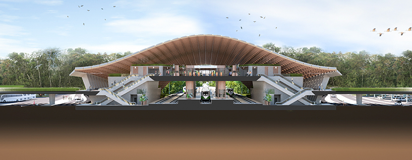 aidia studio designs new tulum train station with sweeping gridshell roof designboom