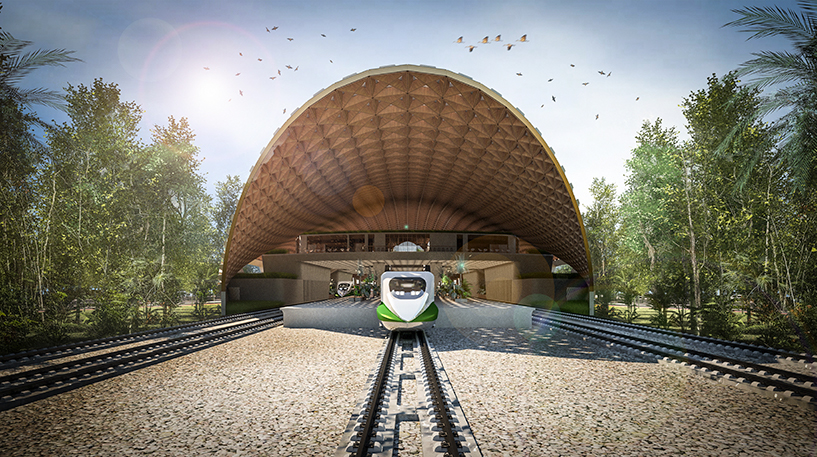 aidia studio designs new tulum train station with sweeping gridshell roof designboom
