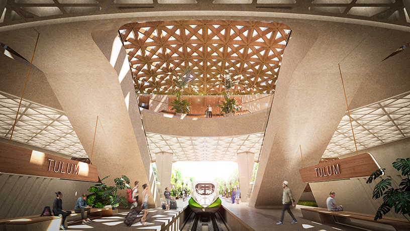 aidia studio designs new tulum train station with sweeping gridshell roof designboom
