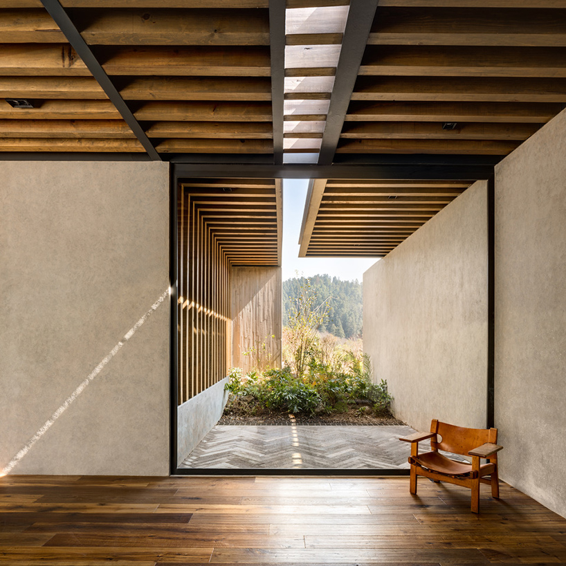 hill house is located in a wooded area on one of the slopes of a ravine taking advantage of the visuals offered by the environment generating a semi buried platform by manuel cervantes estudio 6