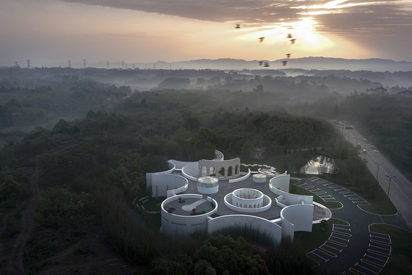 chinese tradition meets roman arches & domes in aoe architects' art hall
