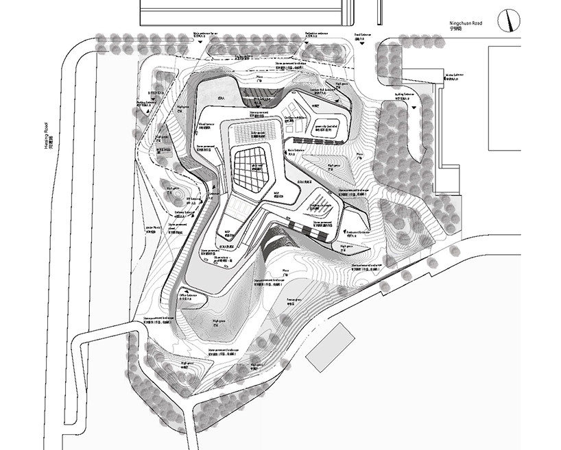 a textured ceramic skin clads playze + schmidhuber's exhibition center in china designboom