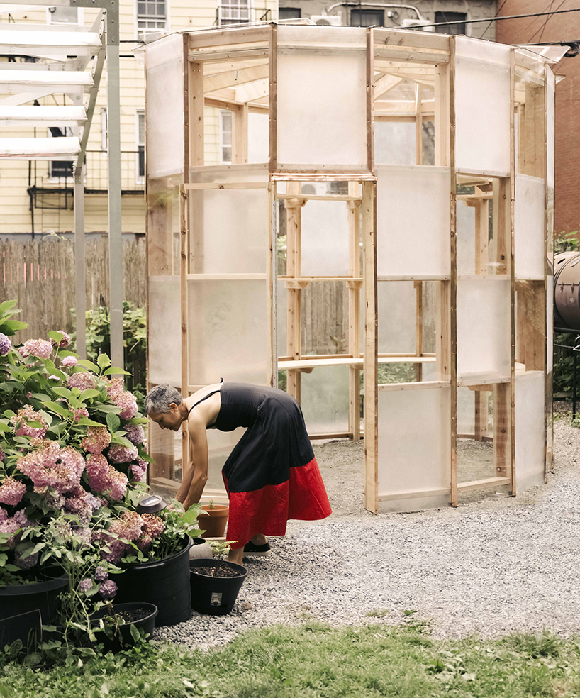 ellipsoidal greenhouse by SAW.Earth and design students brings sunlight to brooklyn garden