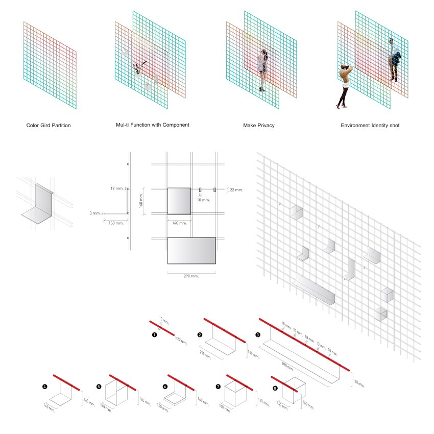 looklen architects builds a colored steel grid system to decorate gym in bangkok designboom