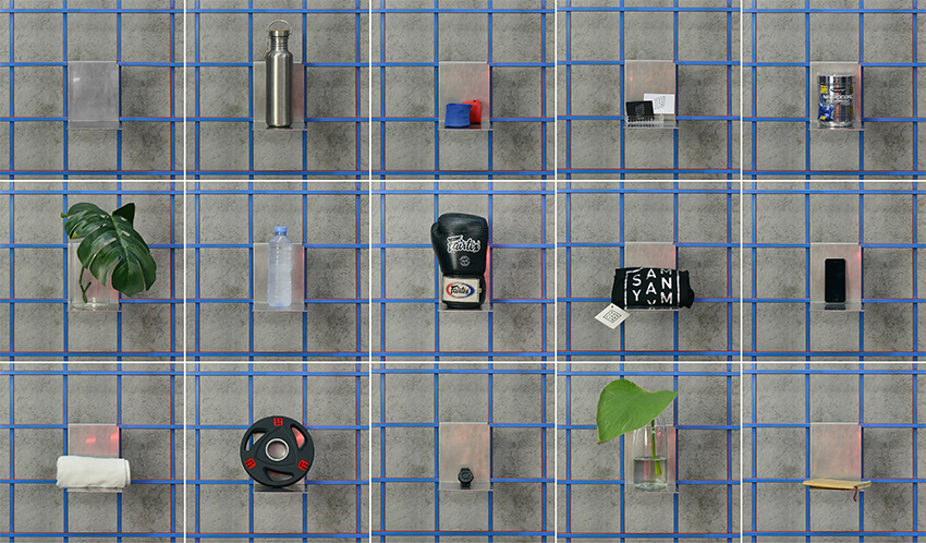 looklen architects builds a colored steel grid system to decorate gym in bangkok designboom