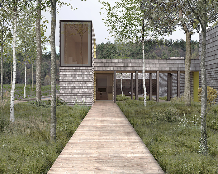 AAmp studio integrates 'four corners house' into wooded landscape of maine, USA