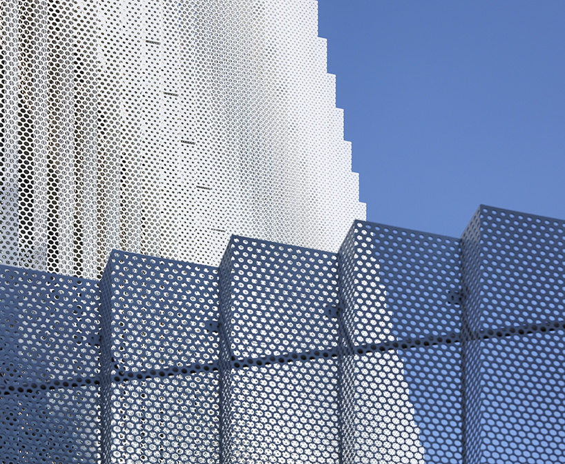 BCHO architects wraps perforated aluminum panels around a multi-use building in seoul designboom