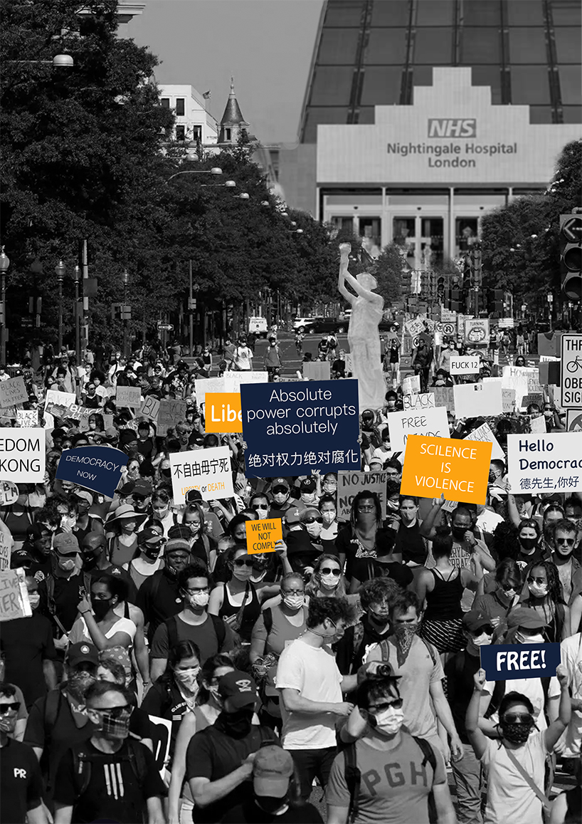 hardy wong imagines a 1984-inspired dystopian reality post COVID-19 designboom