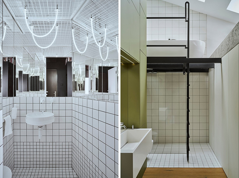 a steel staircase doubles as storage in this poznan apartment, designed by UGO designboom