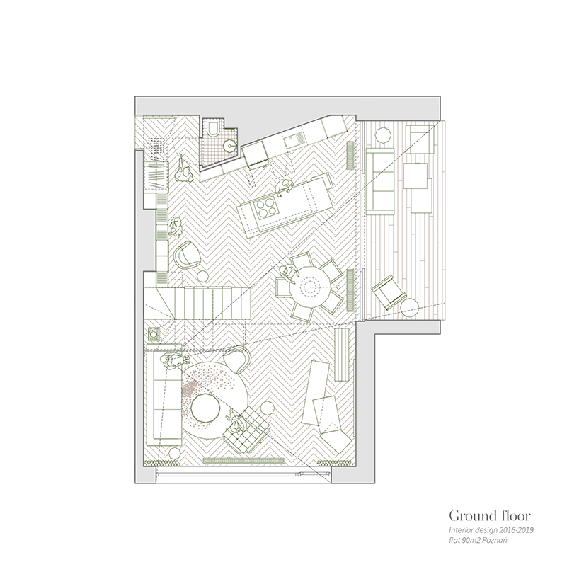 a steel staircase doubles as storage in this poznan apartment, designed by UGO designboom