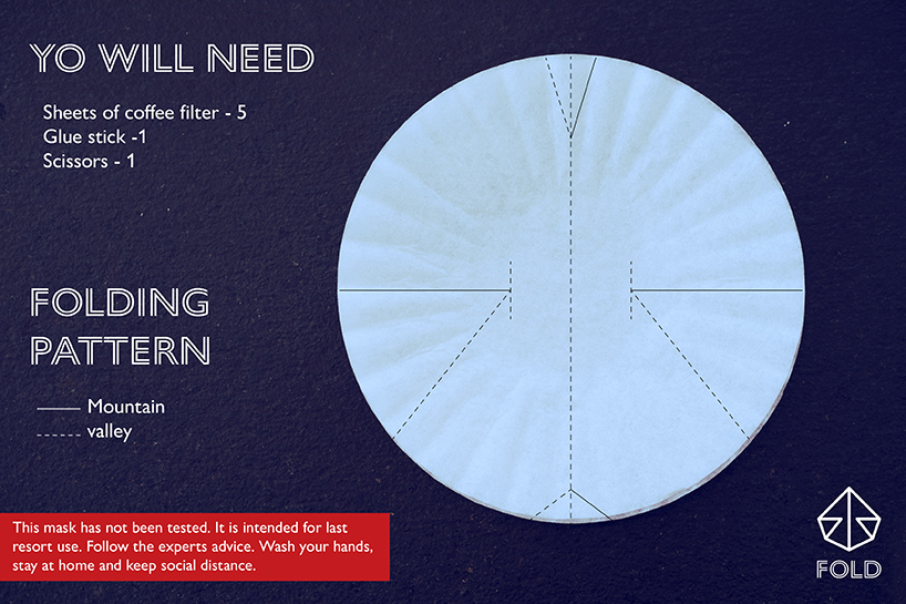 FOLD is a cheap and accessible DIY mask made using coffee filters designboom