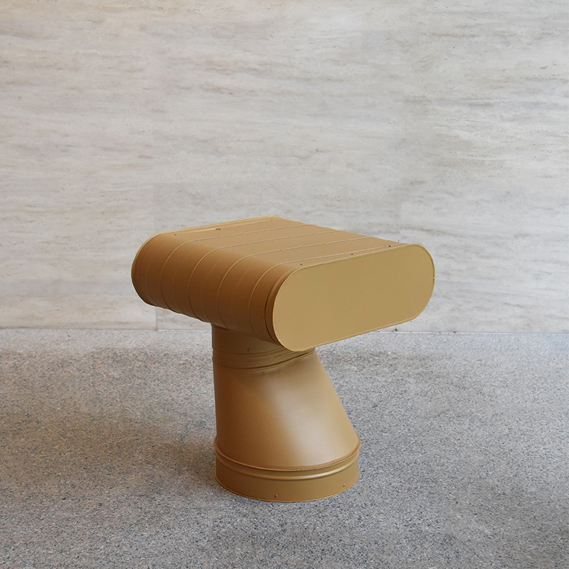 jinyeong yeon transforms industrial ducts into chair collection with raw character