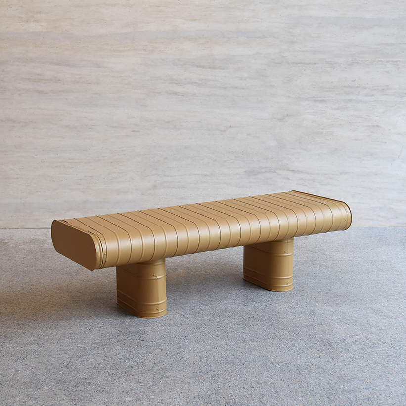 jinyeong yeon transforms industrial ducts into chair collection with raw character