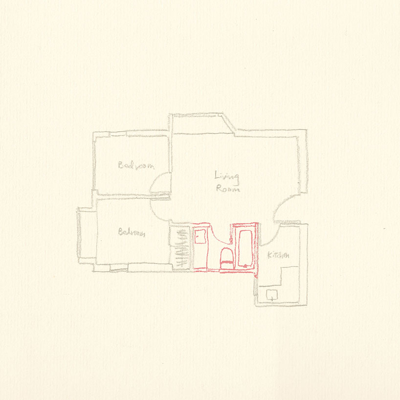 absence from island completes apartment interior in hong kong with rattan, wood + terrazzo