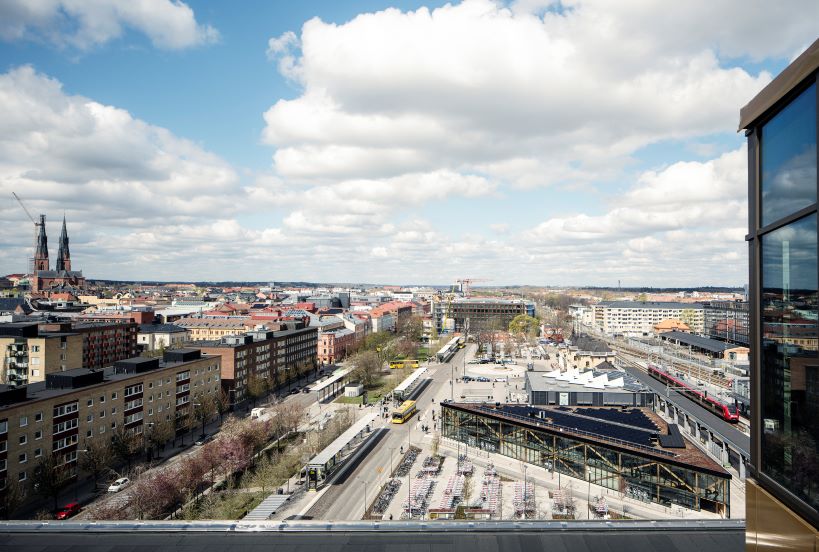 tengbom architects design sustainable triangular-shaped bicycle garage in sweden 