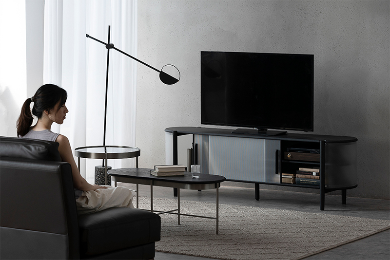 bent resin panel meets solid wood in roundness tv cabinet by ruhan chen for ziihome 8