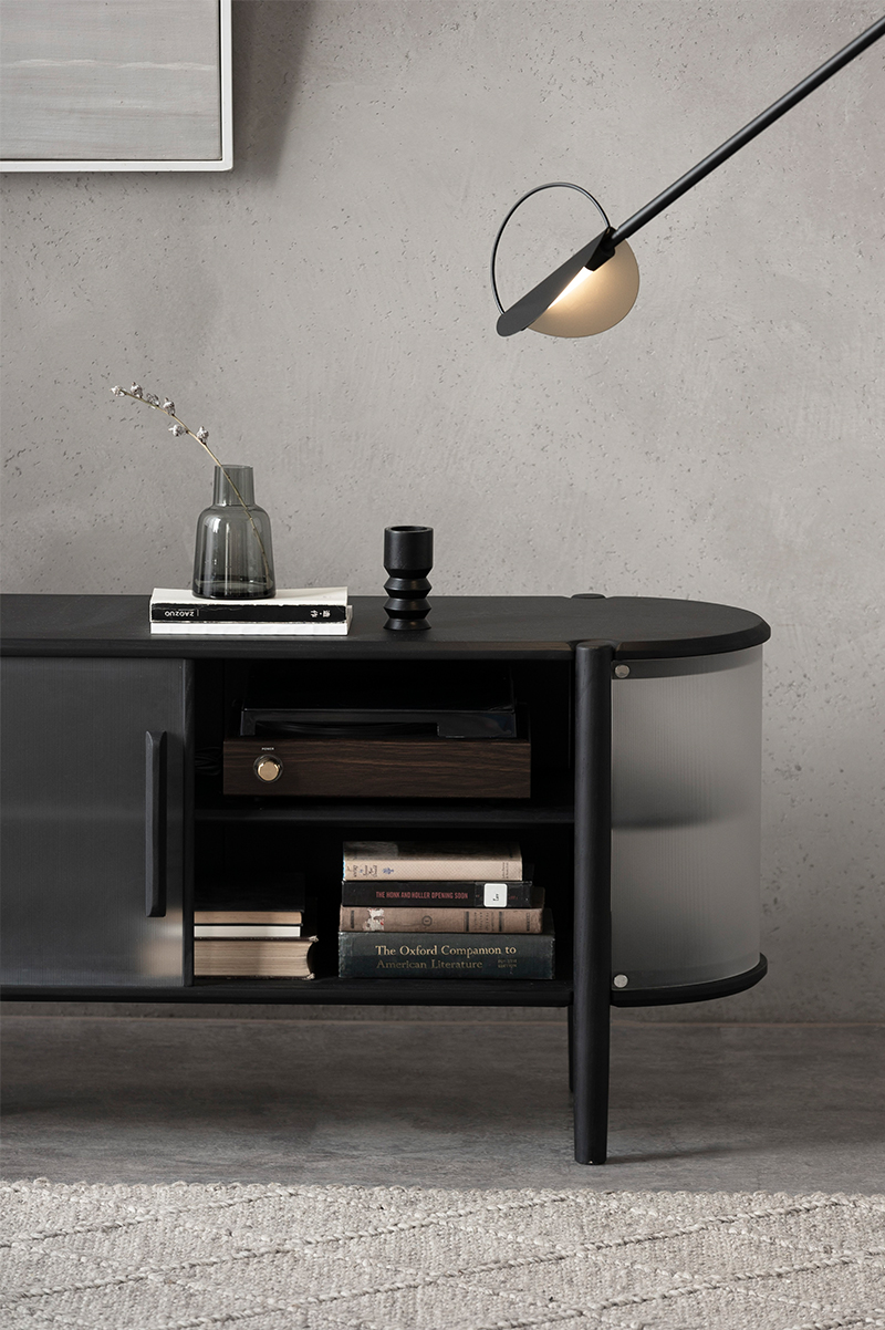 bent resin panel meets solid wood in roundness tv cabinet by ruhan chen for ziihome 9