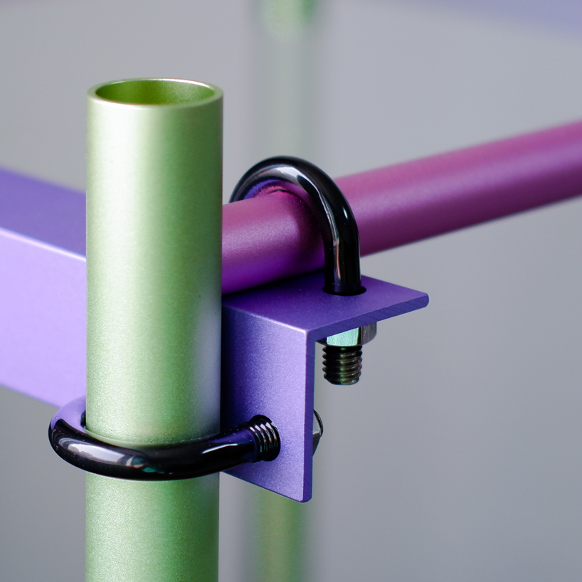 1/plinth studio converts pipes and U-bolt joints into vibrant art furniture