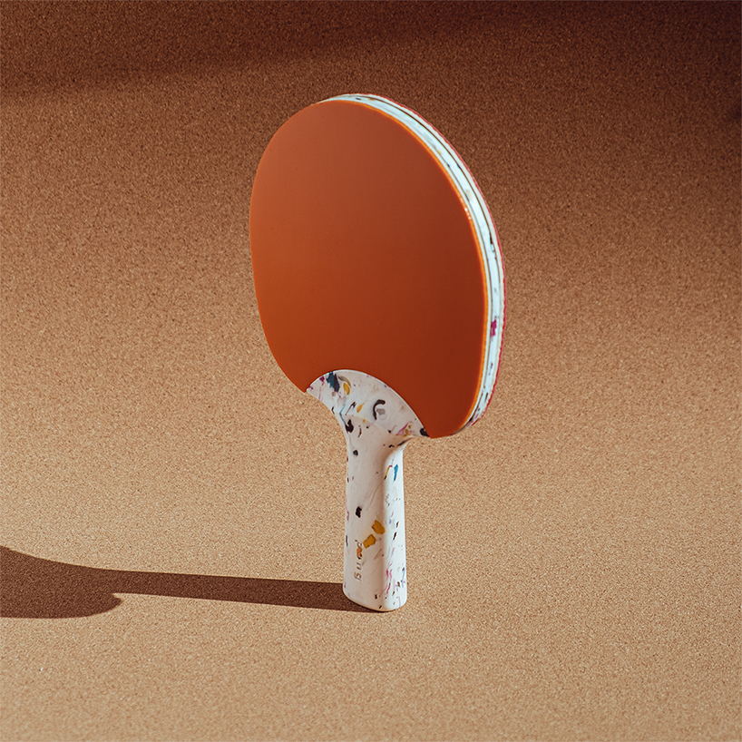 préssec develops a ping pong paddle made of terrazzo-like recycled plastic designboom