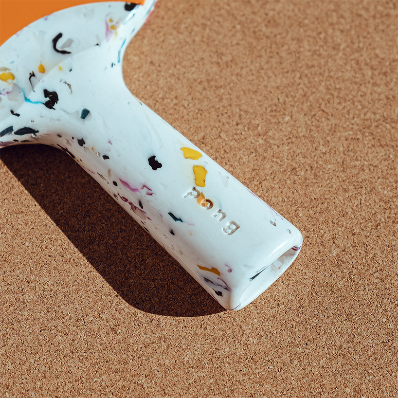 préssec develops a ping pong paddle made of terrazzo-like recycled plastic designboom