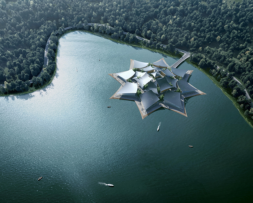 conference center by MARS studio appears as an urban floating island in china