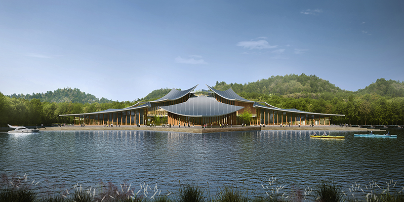 conference center by MARS studio appears as an urban floating island in china