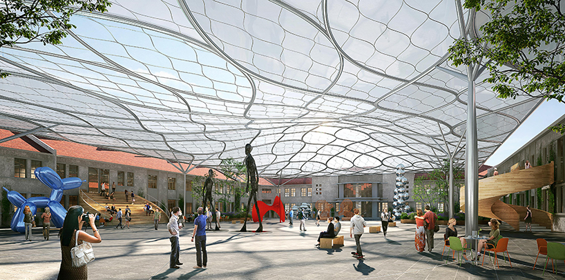 wave-shaped roof by MARS studio adds vitality in warehouse area, beijing