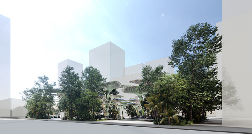 the artificial breathing palm modular structure system oasys is inspired by palm leaves to create a real oasis 3