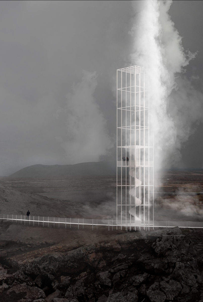 EX FIGURA uses water vapor to shape landmark viewing towers in iceland designboom