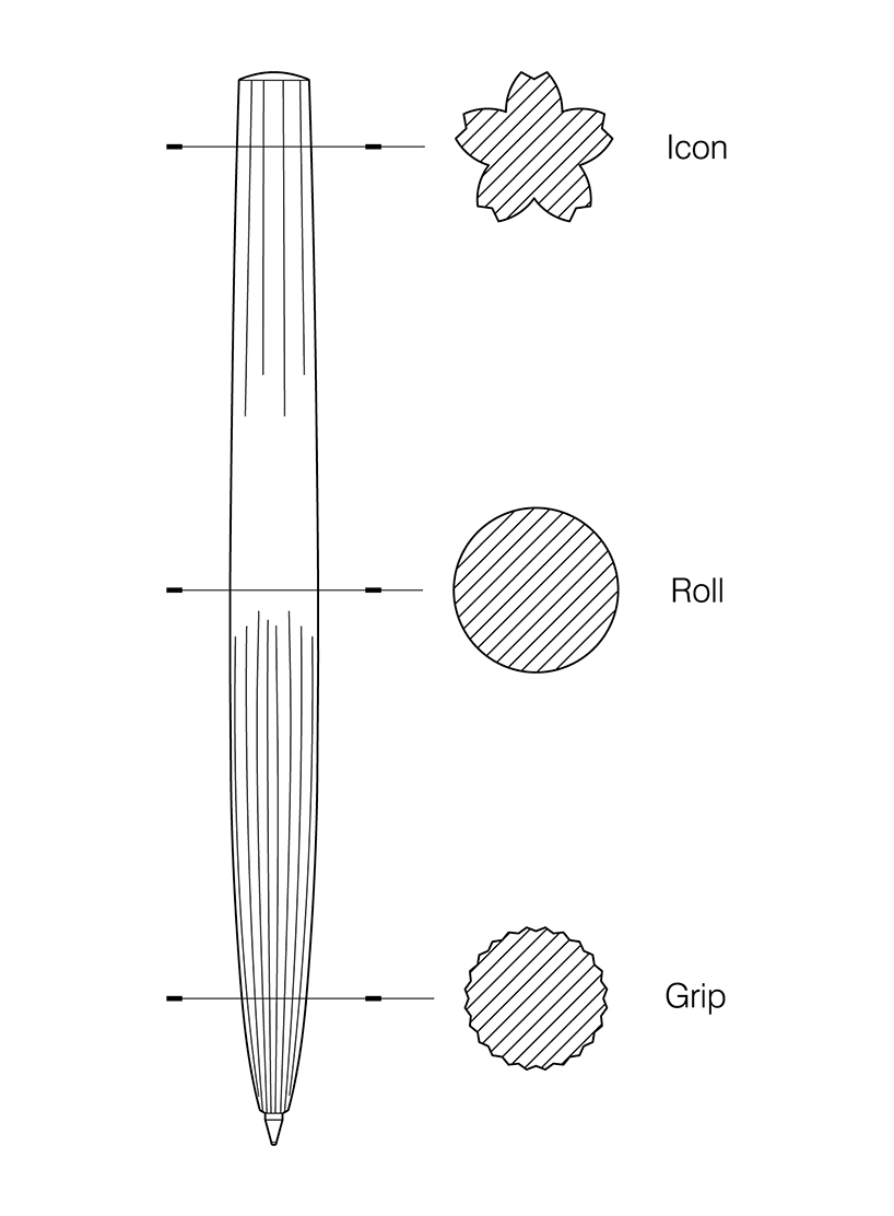 UO designs sakura's elegant ballpoint pens with a cherry blossom top designboom