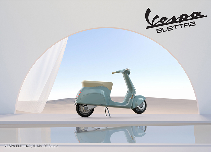MA-DE studio designs an electric version of the iconic vespa scooter designboom