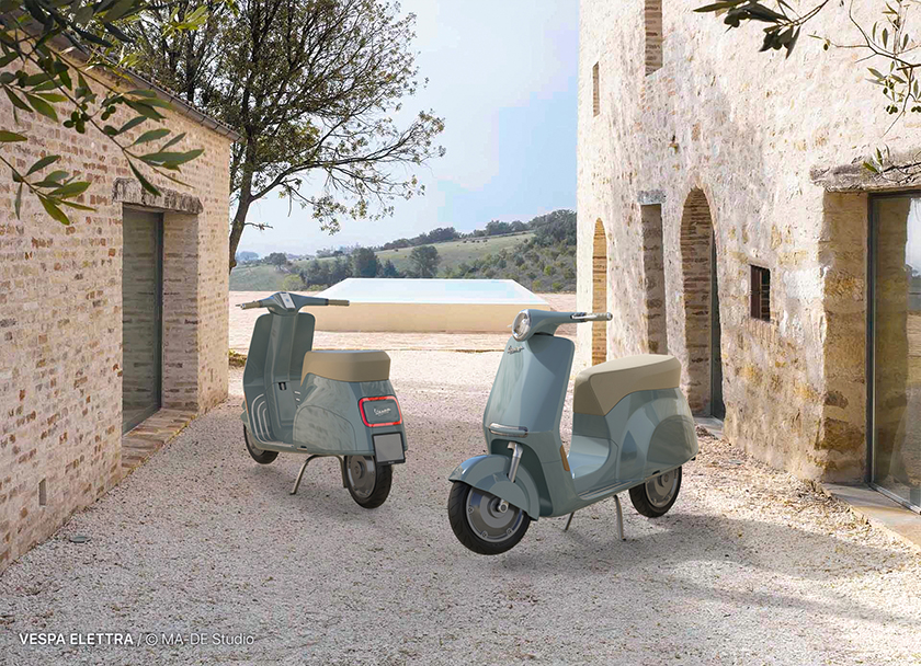 MA-DE studio designs an electric version of the iconic vespa scooter designboom