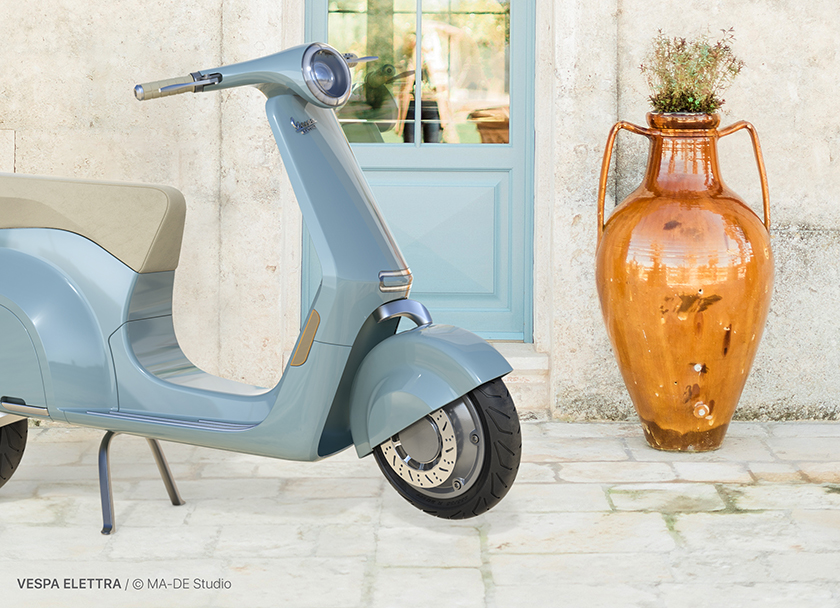 MA-DE studio designs an electric version of the iconic vespa scooter designboom