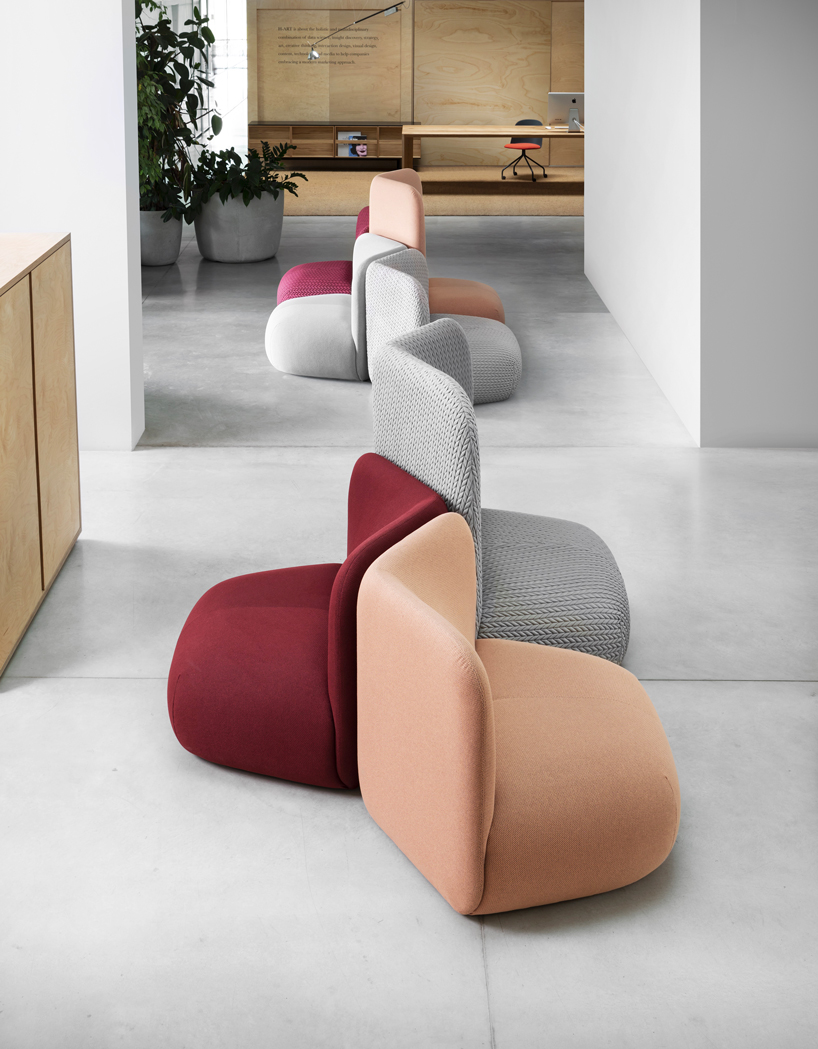 e-ggs applies soft curves to design modular seating for miniforms designboom