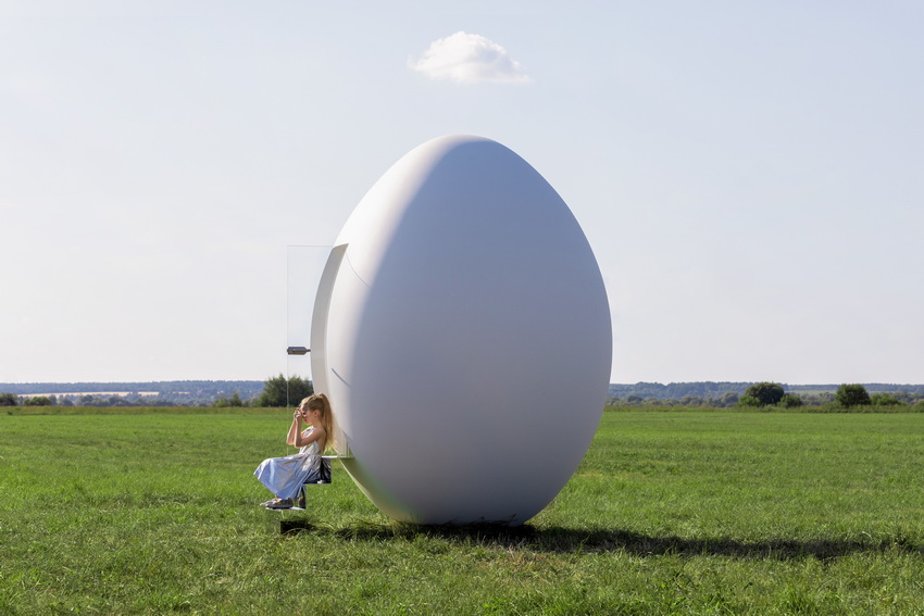 gregory orekhov builds egg-shaped playhouse to simulate 'life