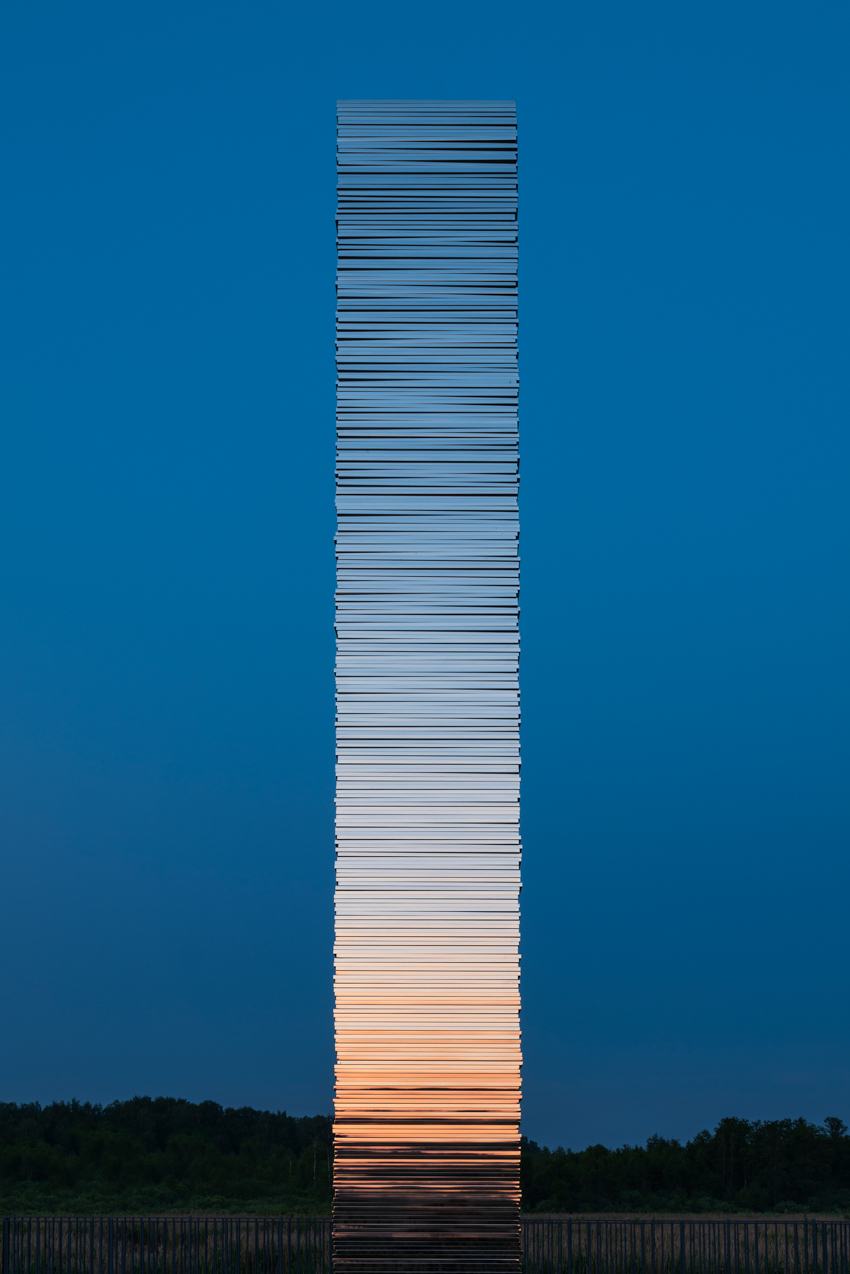 three thousand steel sheets stacked nine meters high shape gregory orekhov's land art