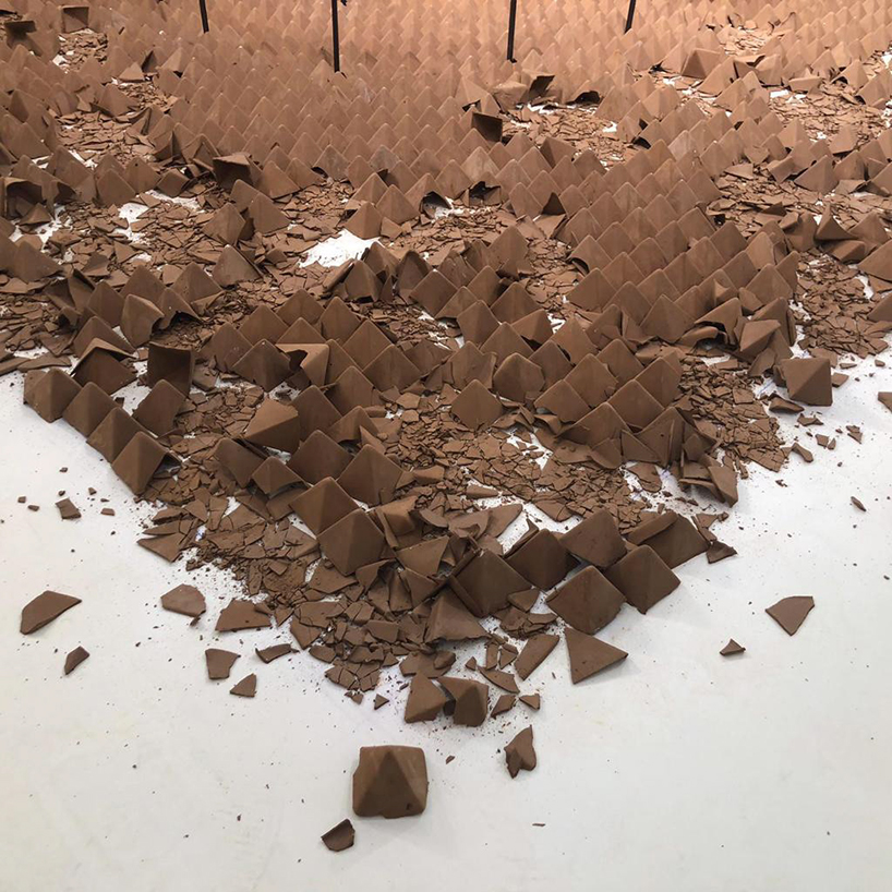 AA school of architecture creates terracotta pyramid installation for samuel ross' NIKE collection