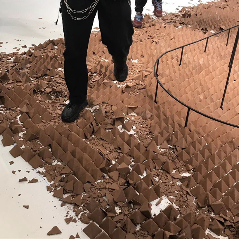 AA school of architecture creates terracotta pyramid installation for samuel ross' NIKE collection