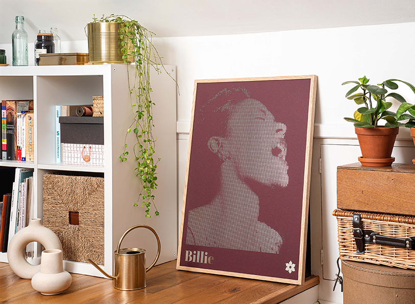 'iconic icons' by i'm/poster is a limited edition pixelated print series depicting famous musicians