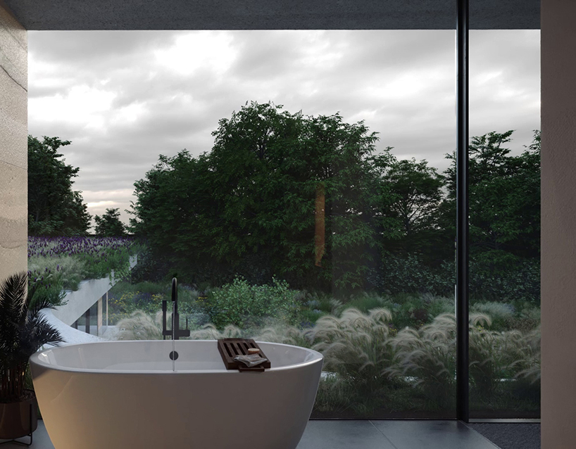 DHaus sculpts eco-friendly home in surrey's countryside from rammed earth 