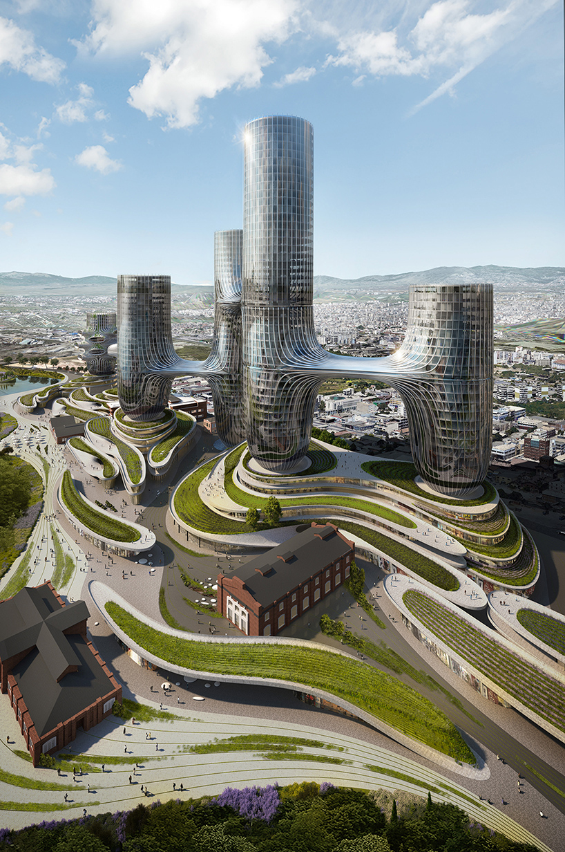 OF. STUDIO + degree zero architects propose 10 tube-shaped towers for thessaloniki designboom